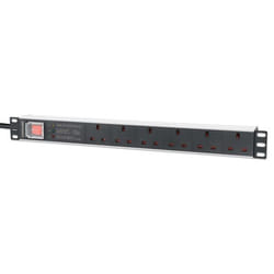 Intellinet 19" 1U PDU 6-way UK, With switch and Surge Protection, Rackmount, Power Distribution Unit, UK 3-pin outlets, 3m power cord, output