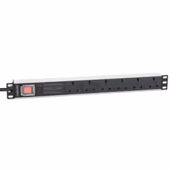 Intellinet 19" 1U PDU 6-way UK, With switch and Surge Protection, Rackmount, Power Distribution Unit, UK 3-pin outlets, 3m power cord, output - Additional view 3