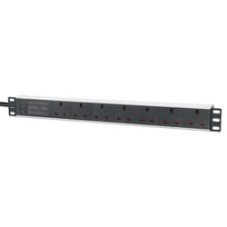 Intellinet 19" 1U PDU 7-way UK, Surge Protection, Rackmount, Power Distribution Unit, UK 3-pin outlets, 3m power cord, output