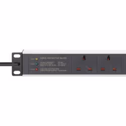 Intellinet 19" 1U PDU 7-way UK, Surge Protection, Rackmount, Power Distribution Unit, UK 3-pin outlets, 3m power cord, output - Additional view 5