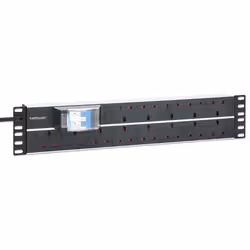 Intellinet 19" 2U PDU 15-way UK, With 2P air breaker, Rackmount, Power Distribution Unit, UK 3-pin outlets, 3m power cord, output - Additional view 2