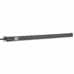Intellinet 19" 1U PDU 12-way UK, Vertical type, With switch and overload protection, Rackmount, Power Distribution Unit, UK 3-pin outlets, 1.8m power cord, output - Additional view 3