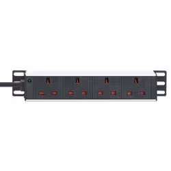 Intellinet 10" 1U PDU 4-way UK, With Indicator, Rackmount, Power Distribution Unit, UK 3-pin outlets, 3m power cord, output - Additional view 4
