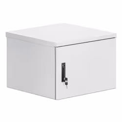 Intellinet Industrial IP55 19" Wall Mount Cabinet with Integrated Fans, 9U 600 mm (17.7 in.) Depth, Roof-mounted Two-fan Ventilation Unit, Dust- and Water-proof Enclosure, Assembled, Light Gray RAL7035