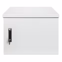 Intellinet Industrial IP55 19" Wall Mount Cabinet with Integrated Fans, 9U 600 mm (17.7 in.) Depth, Roof-mounted Two-fan Ventilation Unit, Dust- and Water-proof Enclosure, Assembled, Light Gray RAL7035
