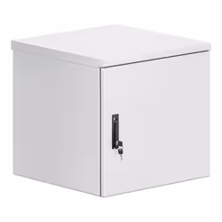 Intellinet Industrial IP55 19" Wall Mount Cabinet with Integrated Fans, 12U 600 mm (17.7 in.) Depth, Roof-mounted Two-fan Ventilation Unit, Dust- and Water-proof Enclosure, Assembled, Light Gray RAL7035