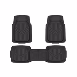 Amazon Basics 3-Piece All-Weather Heavy Duty Full Set Rubber Floor Mats for Universal Fit in Cars SUVs and Trucks Black ...