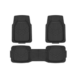 Amazon Basics 3-Piece All-Weather Heavy Duty  Full Set Rubber Floor Mats for Universal Fit in Cars  SUVs  and Trucks  Black  Trim to Fit