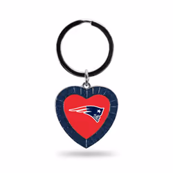 Rico Industries NFL New England Patriots NFL Rhinestone Heart Colored Keychain Navy 3-inches in length