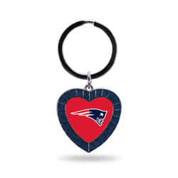 Rico Industries NFL New England Patriots NFL Rhinestone Heart Colored Keychain  Navy  3-inches in length
