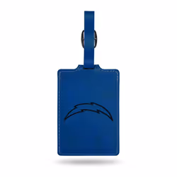Rico Industries NFL Los Angeles Chargers Blue Laser Engraved Ultra Suede Luggage Tag - Includes ID Card 2.75 * 3.5 inches
