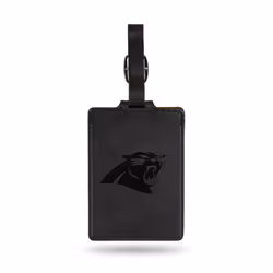 Rico Industries NFL Carolina Panthers Black Laser Engraved Ultra Suede Luggage Tag - Includes ID Card