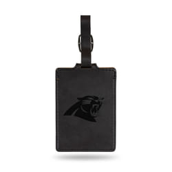 Rico Industries NFL Carolina Panthers Black Laser Engraved Ultra Suede Luggage Tag - Includes ID Card