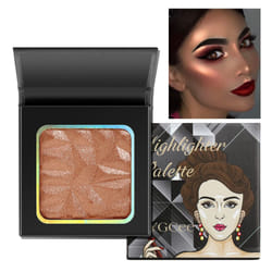 Highlighter Shimmer Makeup Palette Bronzer Color  Shimmering Highlightering Pallet  Shimmery Highlighter for Face/Body/Eyes Sparkly Shade for Dark Ski