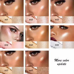 Highlighter Shimmer Makeup Palette Bronzer Color  Shimmering Highlightering Pallet  Shimmery Highlighter for Face/Body/Eyes Sparkly Shade for Dark Ski