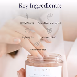 MONAT Berry Refined Scrub - Perfecting Exfoliator Mask with Skin-Brightening AHAs and Cranberry Seeds  87ml