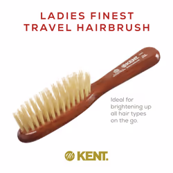 Kent LR23 Finest Ladies Narrow Style  Danta Wood  Pure White Bristle Hair Brush - Short to Medium Length Hair  Handbag Sized