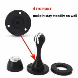 Solid Mental Magnetic Door Stop  Wall Mounted  Black