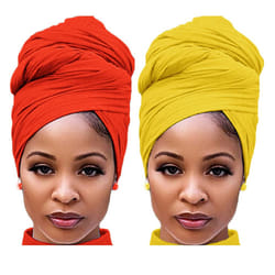 Harewom 2PCS Head Wraps for Black Women Stretchy Head Scarf African Ha