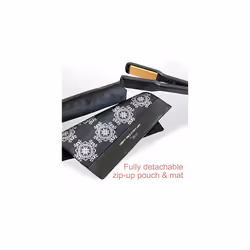 Hair Straighteners Vegan Leather Case & Roll Mat by j&m - Stylish Pouch & Zip-Up Bag with Detachable Mat for Protecting Surfaces - Fits ghd, BaByliss