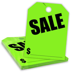 Versa-Tags Car Mirror Hang Tags - 8.5"""" x 11.5""""  Slogan-Sale  Pack of 50  Perfect for Auto Dealership Supplies & Car Lots Fluorescent (Green  50)
