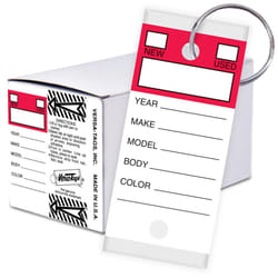 Versa-Tags 250 Key Tags  Self Protecting Poly  1.25''x3''  Highly Resistant to Abrasion  250 Key Tag Pack  250 Chrome Plated Key Tag Rings Included To