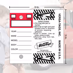 Versa-Tags 250 Key Tags  Self Protecting Poly  1.25''x3''  Highly Resistant to Abrasion  250 Key Tag Pack  250 Chrome Plated Key Tag Rings Included To
