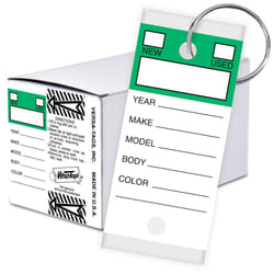 Versa-Tags 250 Key Tags  Self Protecting Poly  1.25''x3''  Highly Resistant to Abrasion  250 Key Tag Pack  250 Chrome Plated Key Tag Rings Included To