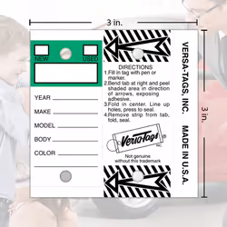Versa-Tags 250 Key Tags  Self Protecting Poly  1.25''x3''  Highly Resistant to Abrasion  250 Key Tag Pack  250 Chrome Plated Key Tag Rings Included To