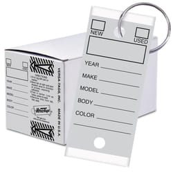 Versa-Tags 250 Key Tags  Self Protecting Poly  1.25''x3''  Highly Resistant to Abrasion  250 Key Tag Pack  250 Chrome Plated Key Tag Rings Included Co