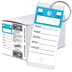 Versa-Tags 500 Key Tags  Self Protecting Poly  1.25''x3''  Highly Resistant to Abrasion  500 Key Tag Pack  500 Chrome Plated Key Tag Rings Included To