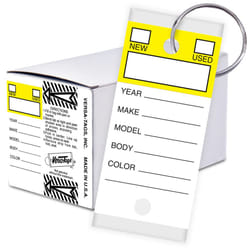 Versa-Tags 500 Key Tags  Self Protecting Poly  1.25''x3''  Highly Resistant to Abrasion  500 Key Tag Pack  500 Chrome Plated Key Tag Rings Included To
