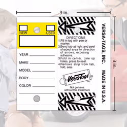 Versa-Tags 500 Key Tags  Self Protecting Poly  1.25''x3''  Highly Resistant to Abrasion  500 Key Tag Pack  500 Chrome Plated Key Tag Rings Included To