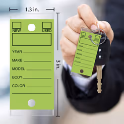 Versa-Tags 500 Key Tags  Self Protecting Poly  1.25''x3''  Highly Resistant to Abrasion  500 Key Tag Pack  500 Chrome Plated Key Tag Rings Included Co