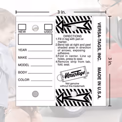 Versa-Tags 500 Key Tags  Self Protecting Poly  1.25''x3''  Highly Resistant to Abrasion  500 Key Tag Pack  500 Chrome Plated Key Tag Rings Included Co