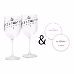 Moet & Chandon Clear Ice Imperial Champagne Glasses with Coasters [x2]