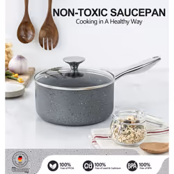 MICHELANGELO Sauce Pan with Lid  2 Quart Saucepan with Lid Nonstick Small Pot  Granite Sauce Pan with Stainless Steel Handle  2 Qt Saucepan with Lid I