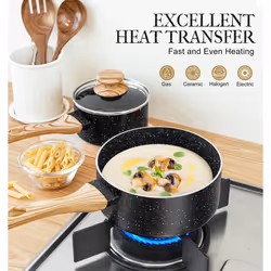 MICHELANGELO 3 Quart Saucepan with Lid  Nonstick Sauce Pan with Lid  Small Pot with Lid  Granite Coating Sauce Pan 3 Quart  Small Sauce Pot  Nonstick