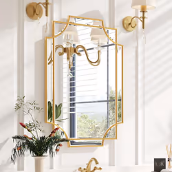 Kelly Miller Gold Bathroom Mirror for Wall 20x30 Gold Wall Mirror Vanity Mirror Decorative Mirror Wall Decor Beveled Mirror ...