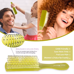 Styling Hair Brush Set for Curly Hair including a 9-Row Detangling Brush and 3 Parting/Sectioning Combs for Women  Men  Kids with Thick  Long  Short