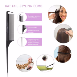 Styling Hair Brush Set for Curly Hair including a 9-Row Detangling Brush and 3 Parting/Sectioning Combs for Women  Men  Kids with Thick  Long  Short