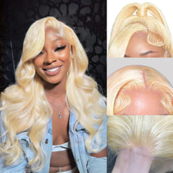Miss Alle 613 Blonde Lace Front Wigs Human Hair HD Transparent 180% Density 13x4 Body Wave Lace Front Wigs Human Hair Pre Plucked with Baby Hair 26inc