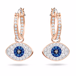 SWAROVSKI Unisex Symbolic Evil Eye Hoop Pierced Earrings, Rose-gold Tone 5425857