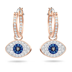 SWAROVSKI Unisex Symbolic Evil Eye Hoop Pierced Earrings, Rose-gold Tone 5425857