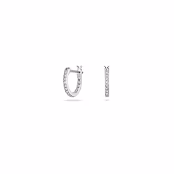 Swarovski Iconic Swan hoop earrings, Swan, Blue, Rhodium plated
