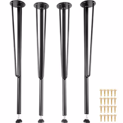 VEVOR Hairpin Metal Table Legs 28 Inch Desk Legs Set of 4 Heavy Duty Bench Legs 3-Rod Metal Furniture Legs Wrought Iron Coffe ...