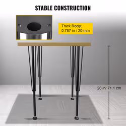 VEVOR Hairpin Metal Table Legs 28 Inch Desk Legs Set of 4 Heavy Duty Bench Legs 3-Rod Metal Furniture Legs Wrought Iron Coffee Table Legs Home DIY fo