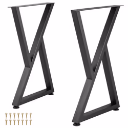 VEVOR Metal Table Legs 28x18 inch Desk Legs Set of 2 Heavy Duty Bench Legs Z Shape Metal Furniture Legs Wrought Iron Cof ...