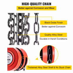 VEVOR Hand Chain Hoist  2200 lbs /1 Ton Capacity Chain Block  10ft/3m Lift Manual Hand Chain Block  Manual Hoist w/Industrial-Grade Steel Construction