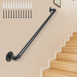 VEVOR Pipe Stair Handrail  2FT Staircase Handrail  440LBS Load Capacity Carbon Steel Pipe Handrail  Industrial Pipe Handrail with Wall Mount Support